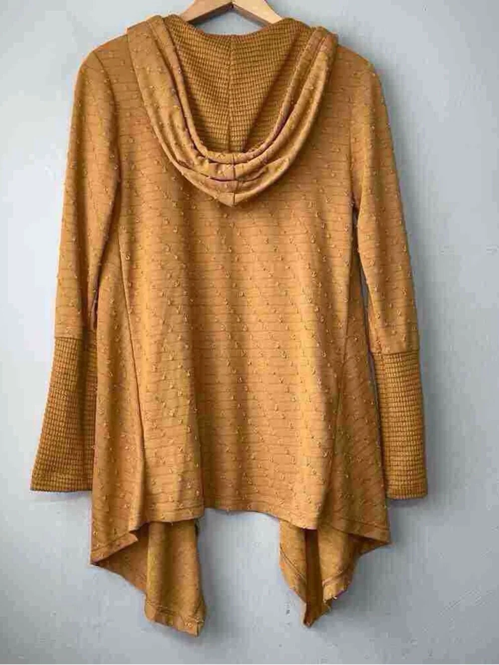 Miss Me Mustard Hooded Open-Front Drape Cardigan